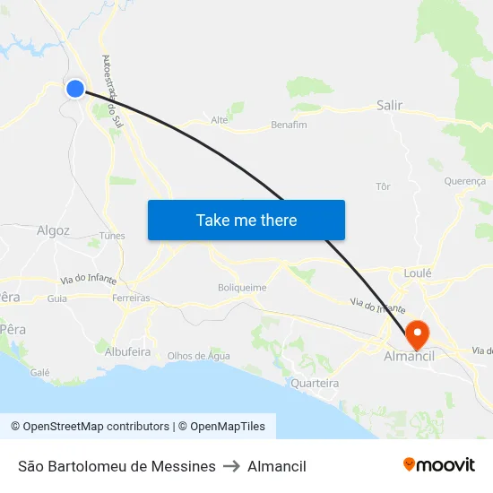 São Bartolomeu de Messines to Almancil map
