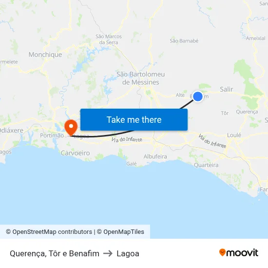 Querença, Tôr e Benafim to Lagoa map