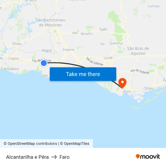 Alcantarilha e Pêra to Faro map