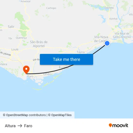 Altura to Faro map