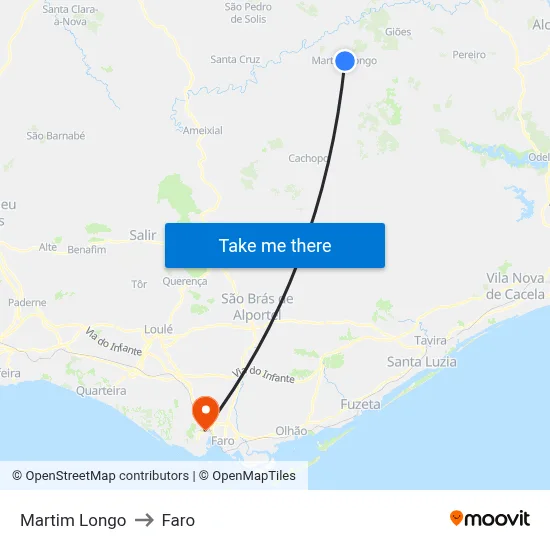 Martim Longo to Faro map