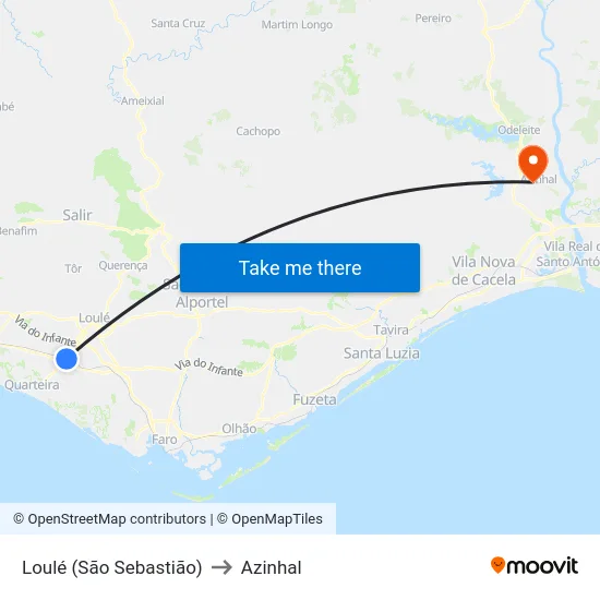 Loulé (São Sebastião) to Azinhal map