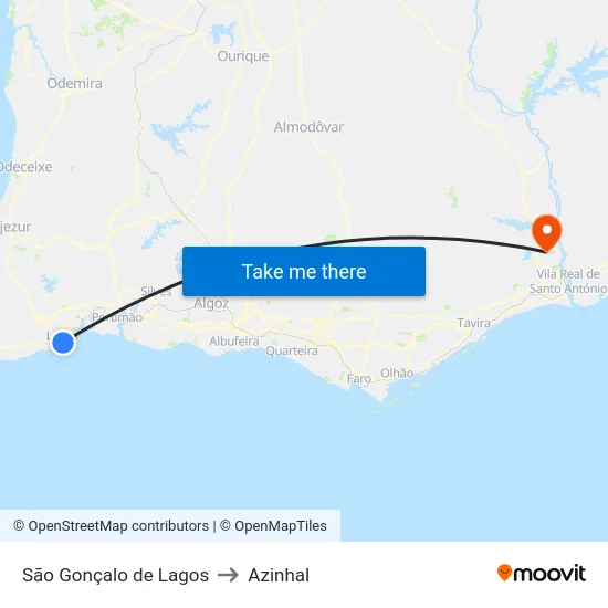 São Gonçalo de Lagos to Azinhal map