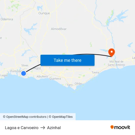 Lagoa e Carvoeiro to Azinhal map