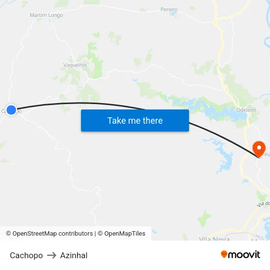 Cachopo to Azinhal map