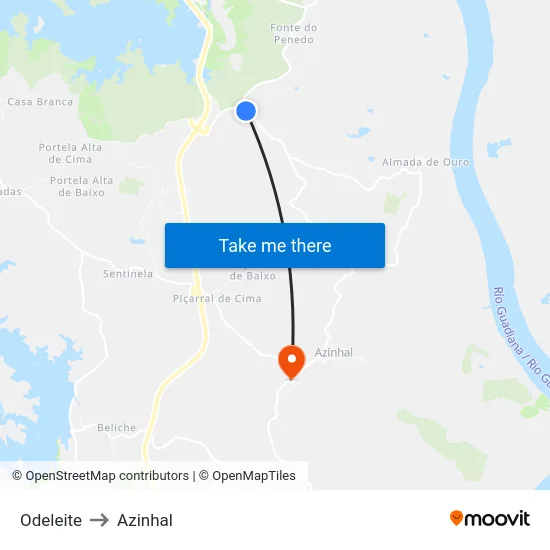 Odeleite to Azinhal map