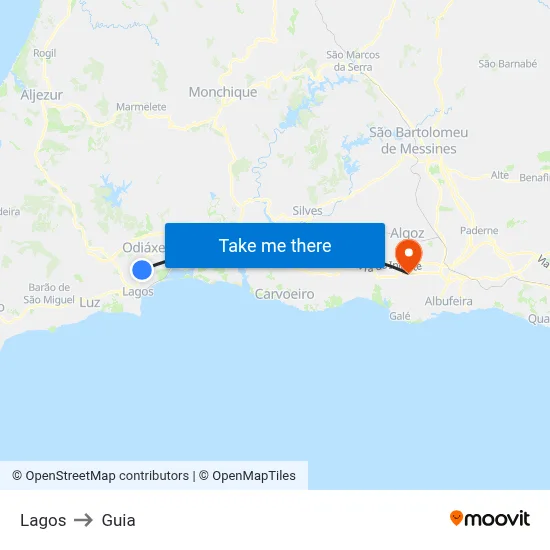 Lagos to Guia map