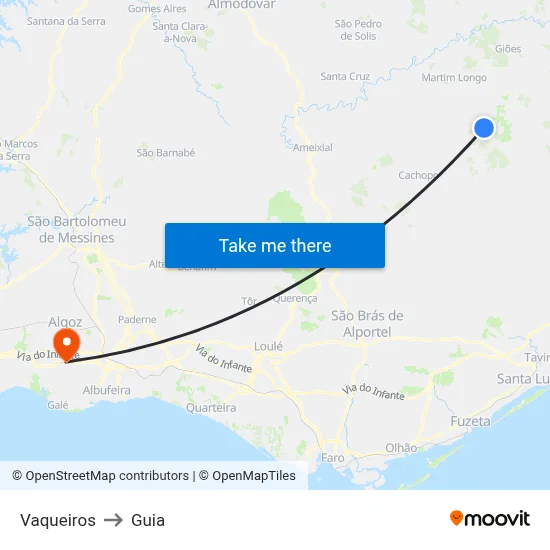 Vaqueiros to Guia map