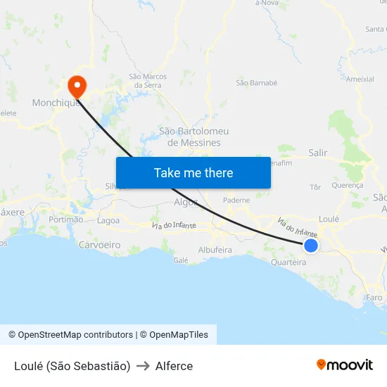 Loulé (São Sebastião) to Alferce map