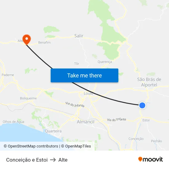 Conceição e Estoi to Alte map