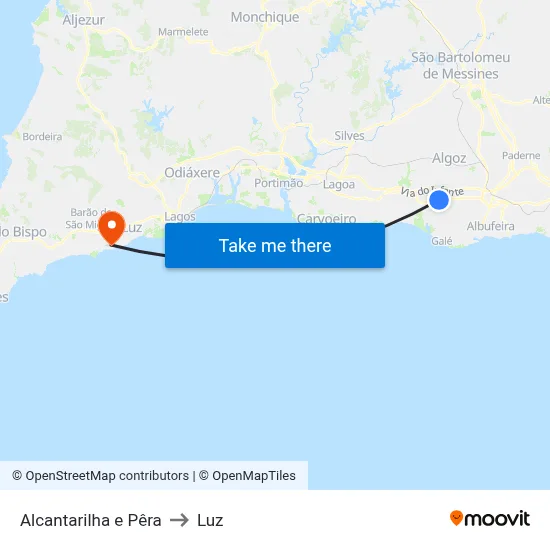 Alcantarilha e Pêra to Luz map