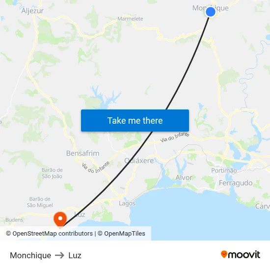 Monchique to Luz map