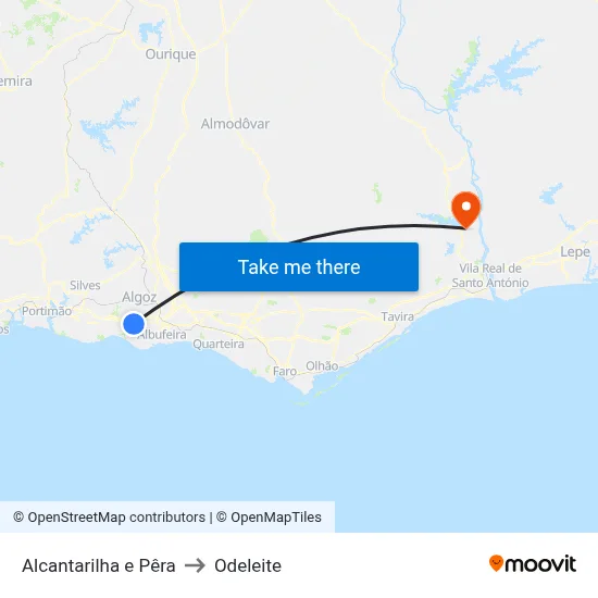 Alcantarilha e Pêra to Odeleite map