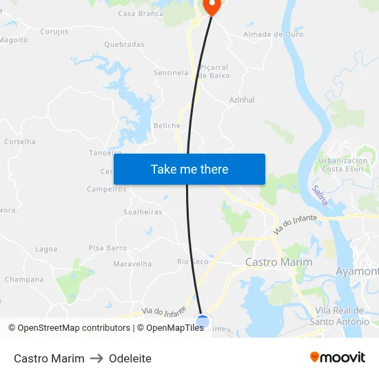 Castro Marim to Odeleite map