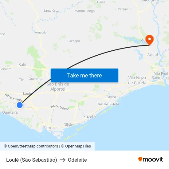 Loulé (São Sebastião) to Odeleite map