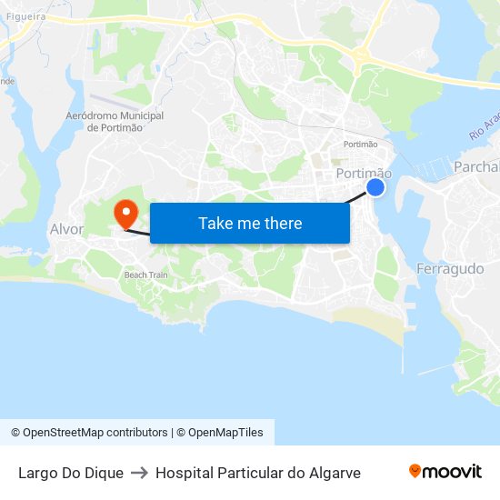 Largo Do Dique to Hospital Particular do Algarve map