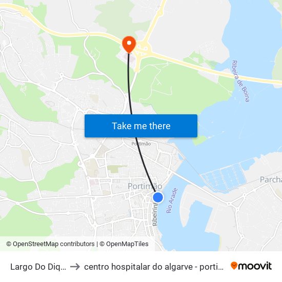 Largo Do Dique to centro hospitalar do algarve - portimão map