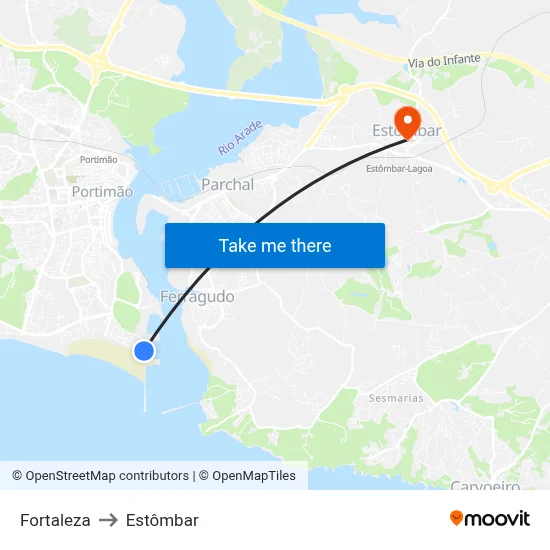 Fortaleza to Estômbar map