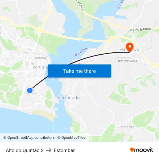 Alto do Quintão 2 to Estômbar map
