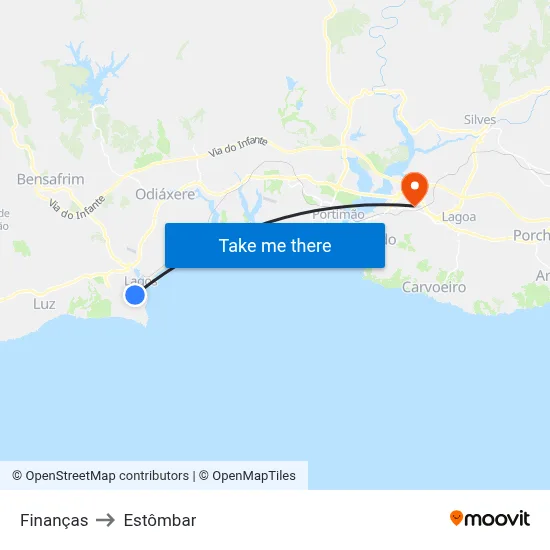 Finanças to Estômbar map