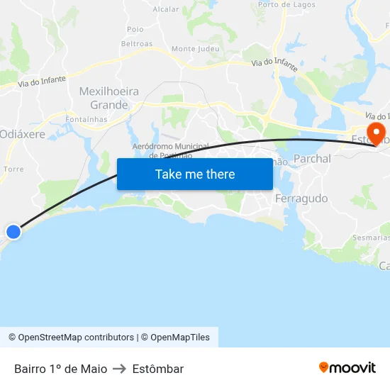 Bairro 1º de Maio to Estômbar map