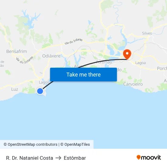 R. Dr. Nataniel Costa to Estômbar map