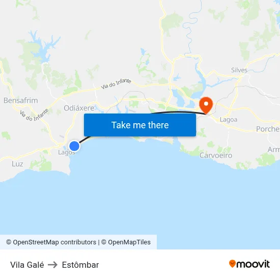 Vila Galé to Estômbar map