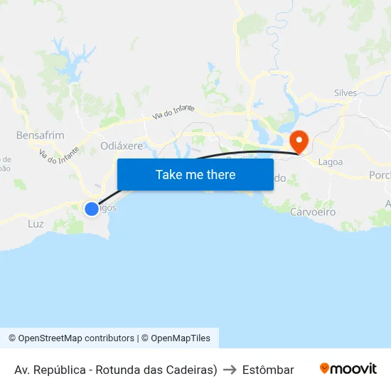 Av. República - Rotunda das Cadeiras) to Estômbar map
