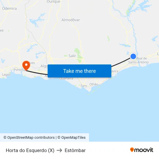 Horta do Esquerdo (X) to Estômbar map
