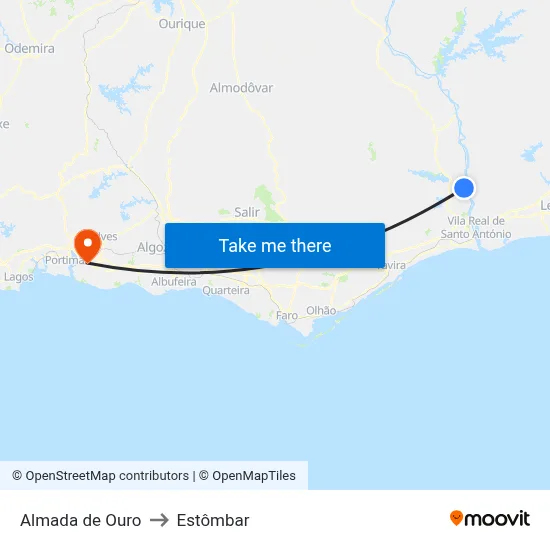 Almada de Ouro to Estômbar map