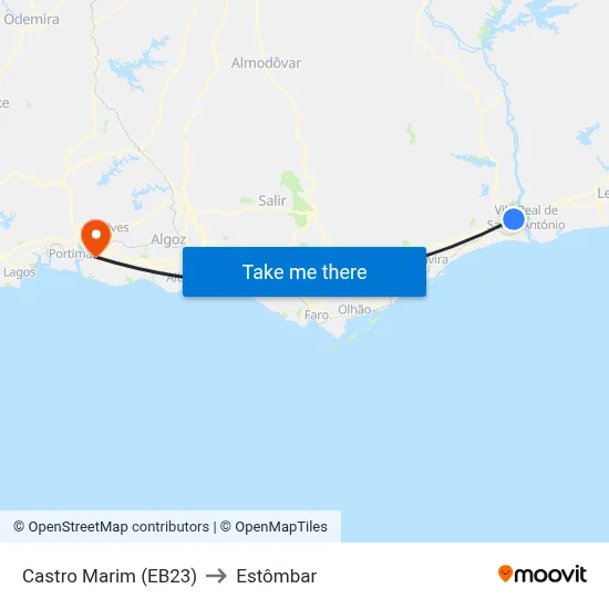 Castro Marim (EB23) to Estômbar map