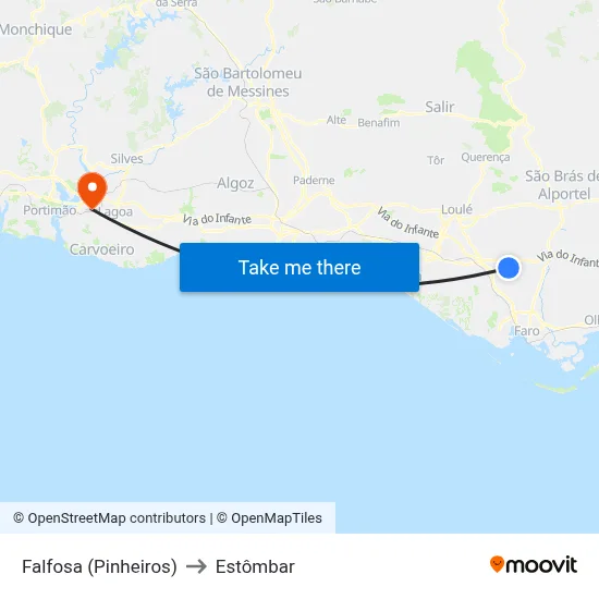 Falfosa (Pinheiros) to Estômbar map