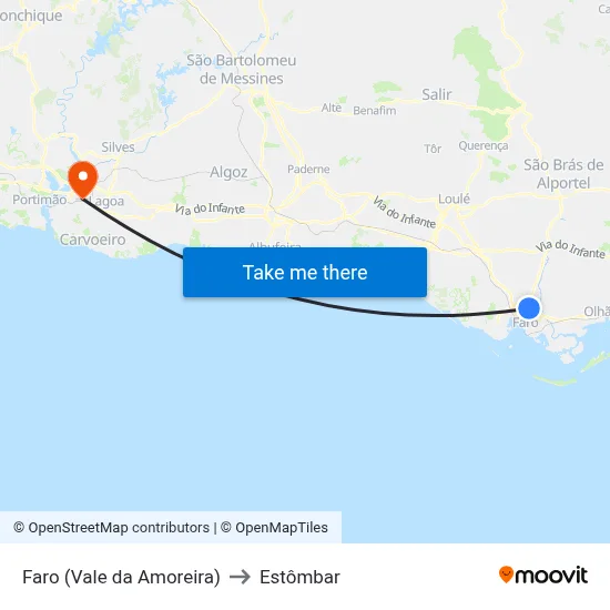 Faro (Vale da Amoreira) to Estômbar map