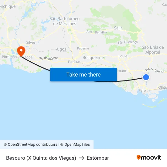 Besouro (X Quinta dos Viegas) to Estômbar map