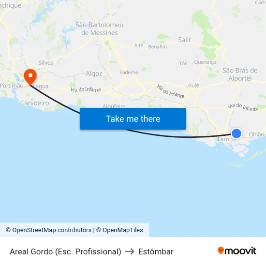 Areal Gordo (Esc. Profissional) to Estômbar map