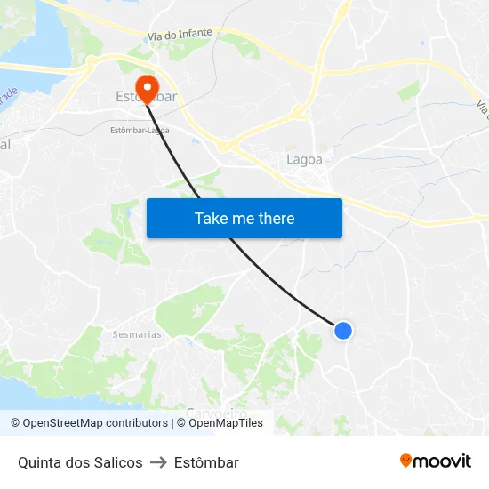 Quinta dos Salicos to Estômbar map