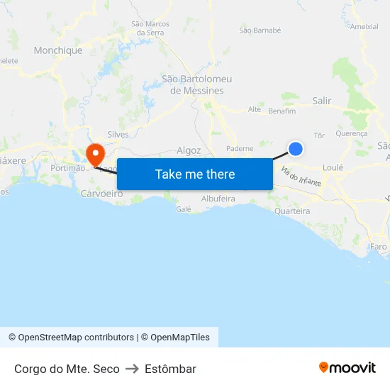 Corgo do Mte. Seco to Estômbar map