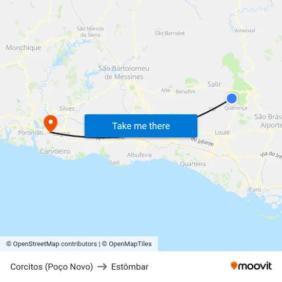 Corcitos (Poço Novo) to Estômbar map
