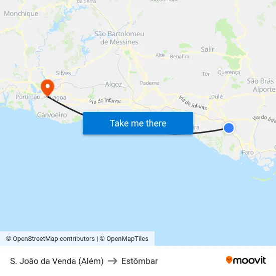 S. João da Venda (Além) to Estômbar map