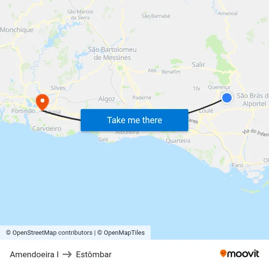 Amendoeira I to Estômbar map