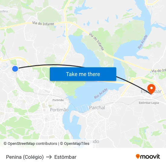 Penina (Colégio) to Estômbar map