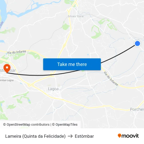 Lameira (Quinta da Felicidade) to Estômbar map