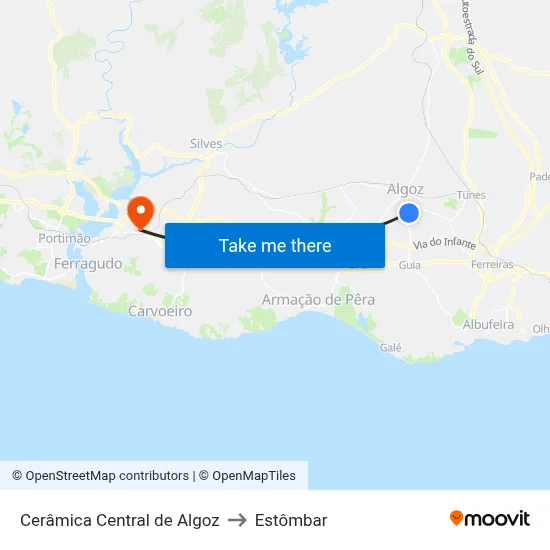 Cerâmica Central de Algoz to Estômbar map