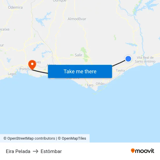 Eira Pelada to Estômbar map