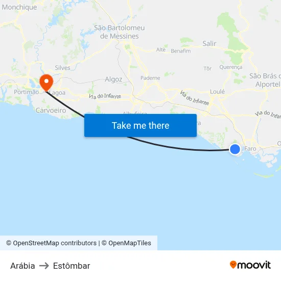 Arábia to Estômbar map