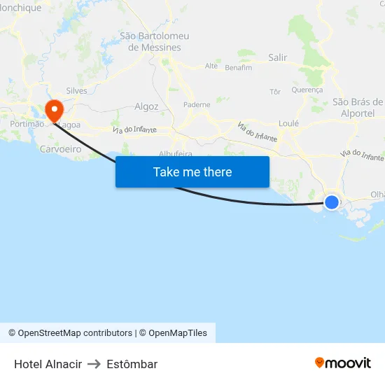 Hotel Alnacir to Estômbar map