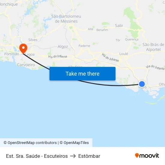 Est. Sra. Saúde - Escuteiros to Estômbar map