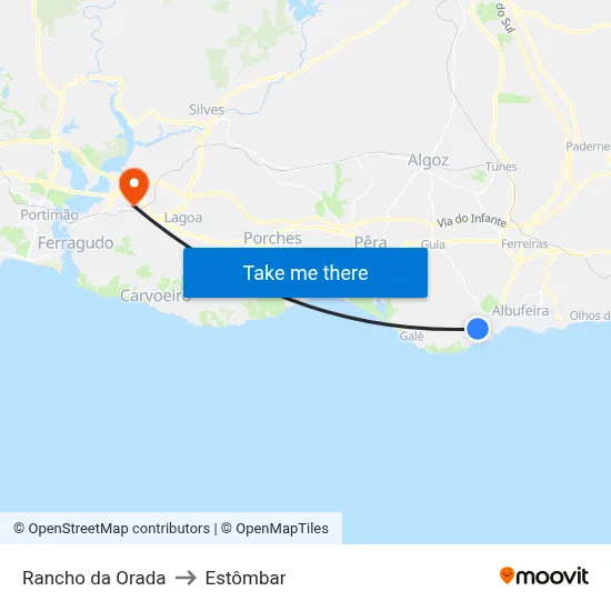 Rancho da Orada to Estômbar map