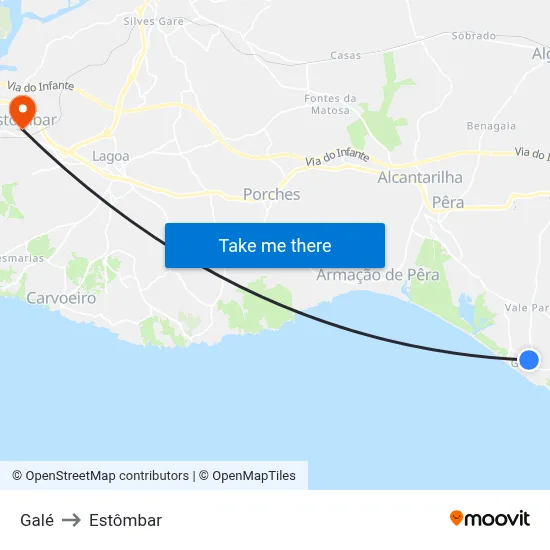 Galé to Estômbar map