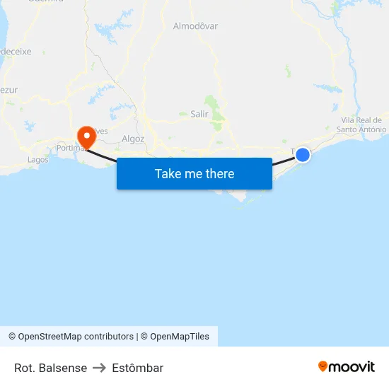 Rot. Balsense to Estômbar map